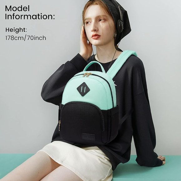 Women Black Cyan Blue Polyester Light Weight Small Waterproof Mini Backpack main image 4